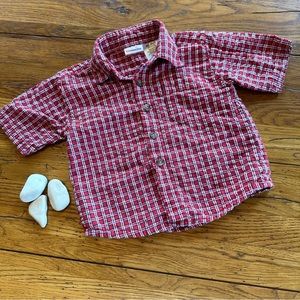 🌸3 for $20🌸 Kid Connection Red Plaid Seersucker Button Up Shirt 24 months